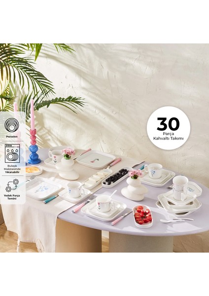 Viola Porselen 30 Parça 6 Kişilik Kahvaltı Takımı