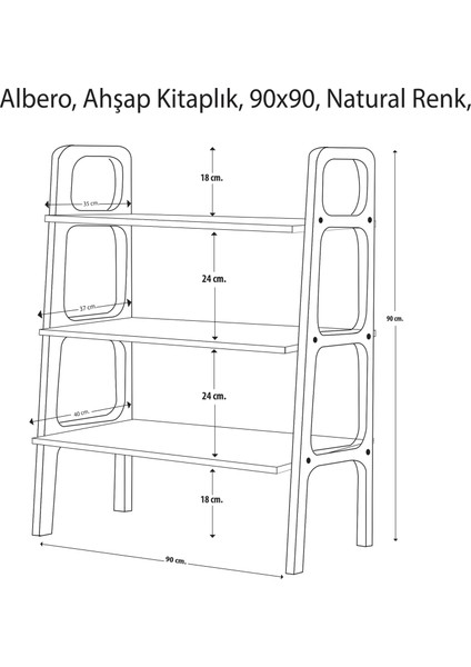 Albero Ahşap Kitaplık, 90X90, Natural Renk, CPT4654-90 fırsatları