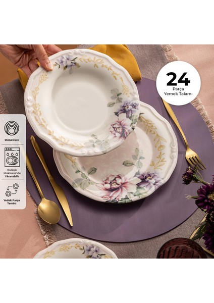 Flory 24 Parça 6 Kişilik Porselen Yemek Takımı