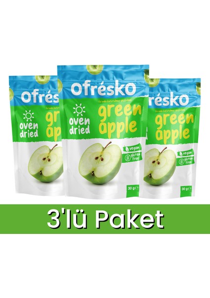 Fırında Kurutulmuş Yeşil Elma 30 G Doypack - Kuru Meyve 3 Lü Paket