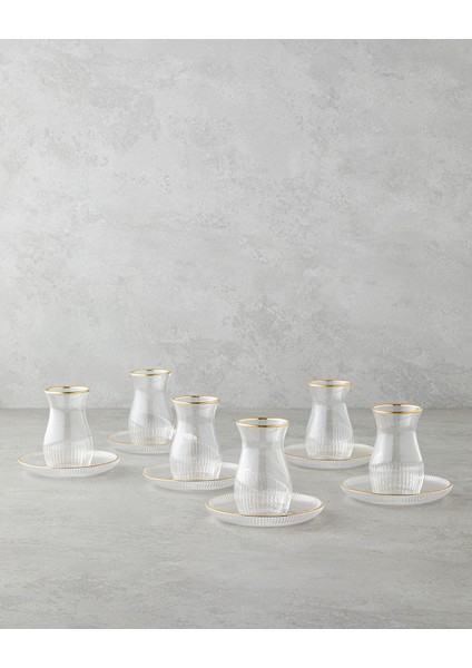 Janice Cam 12 Parça 6 Kişilik Çay Seti 135 ml Gold