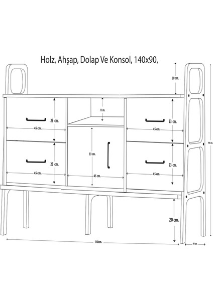Holz Ahşap, Dolap ve Konsol, 140 x 90, Tik Renk, CPT4681-140 fırsatları