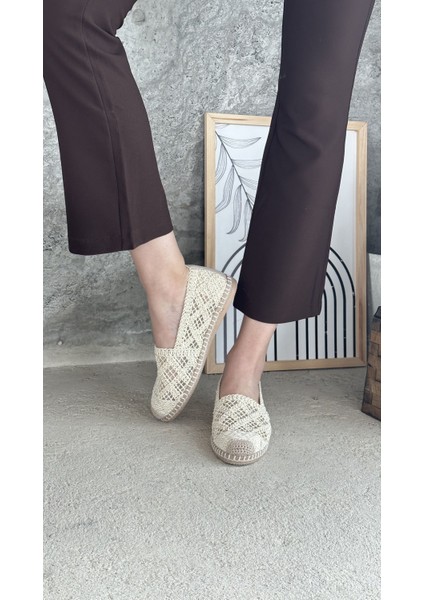 Mayfair Bej Dantel Detaylı Espadril