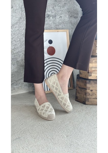 Mayfair Bej Dantel Detaylı Espadril