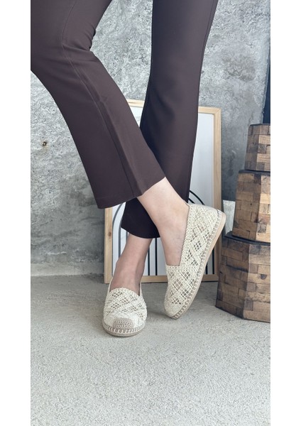 Mayfair Bej Dantel Detaylı Espadril