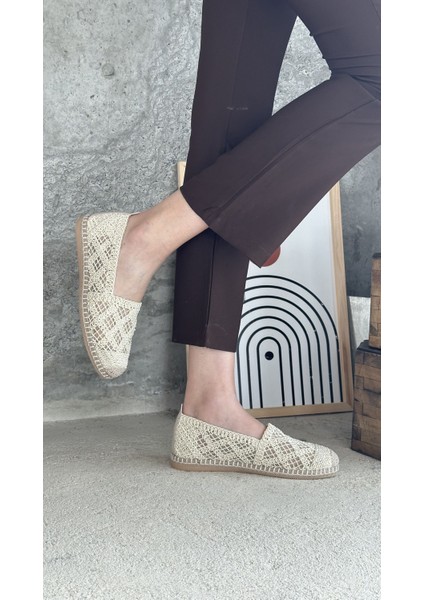 Mayfair Bej Dantel Detaylı Espadril