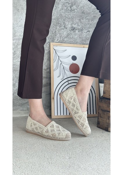 Mayfair Bej Dantel Detaylı Espadril