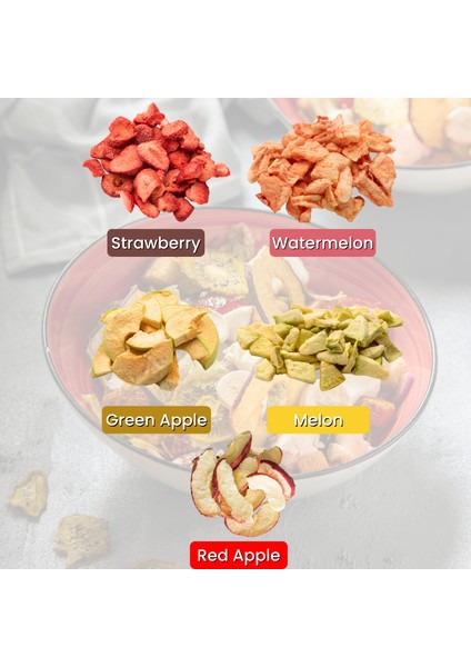 Kuru Meyve Cipsi Mix 5'li Paket - Dondurularak Kurutulmuş Kuru Meyve - Katkısız & İlave Şekersiz