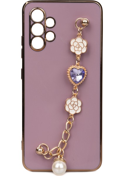 Galaxy A33 5g Kılıf El Tutamaçlı Kamera Korumalı Mkst Taka Silikon Kapak-Mor