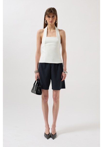 Kalın Askılı Crop Beyaz Bluz fiyatları