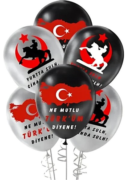 Ne Mutlu Türk'üm Diyene Baskılı Metalik Balon 12"