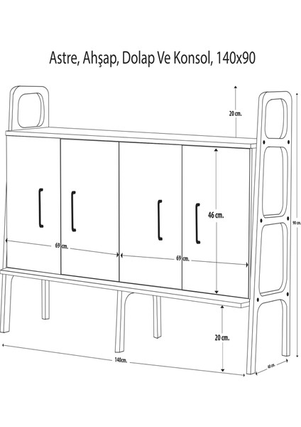 Astre Ahşap, Dolap ve Konsol, 140 x 90, Natural Renk, CPT4709-140 modelleri