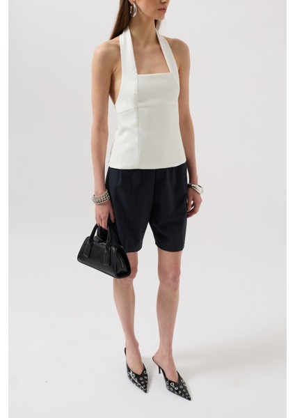 Kalın Askılı Crop Beyaz Bluz fırsatları