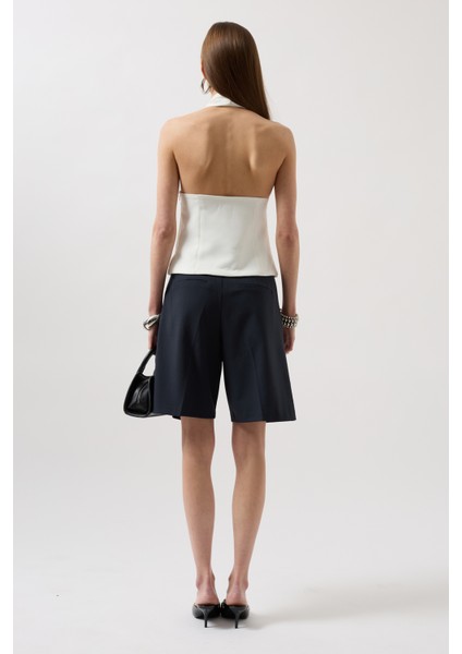 Kalın Askılı Crop Beyaz Bluz indirimleri