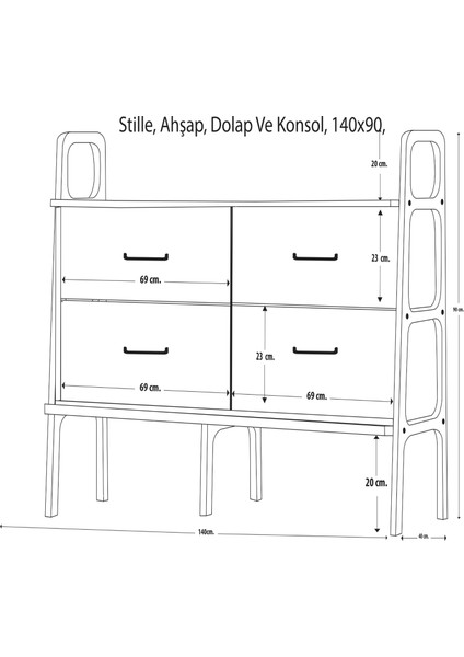 Stille Ahşap, Dolap ve Konsol, 140 x 90, Tik Renk, CPT4703-140 indirimleri