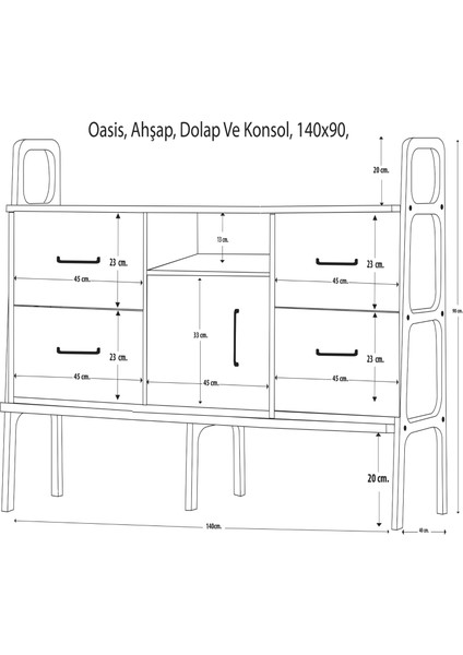 Oasis Ahşap, Dolap ve Konsol, 140 x 90, Tik Renk, CPT4710-140 fırsatları