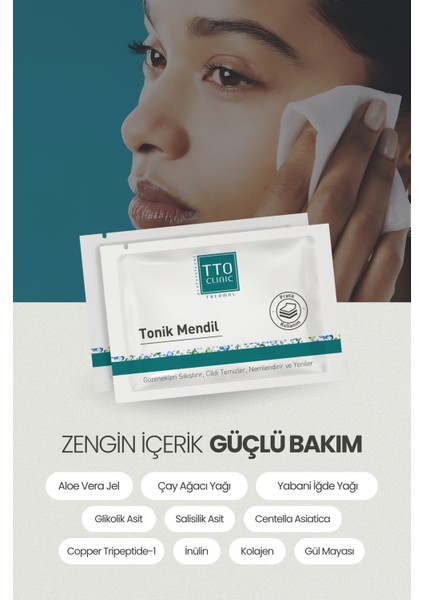 Clınıc Tonik Mendil Pratik Kullanım Çay Ağacı Yağ Yabani İğde Yağ Aloe Vera fiyatları