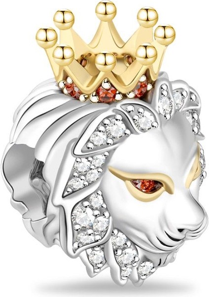 Aslan Kral 2 Renkli Charm, 925 Ayar Gümüş fiyatları