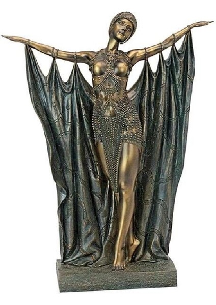 Büyük Boy Dekoratif Kraliçe Semiramis Egzotik Dansçı Art Deco Heykel Biblo 35 cm