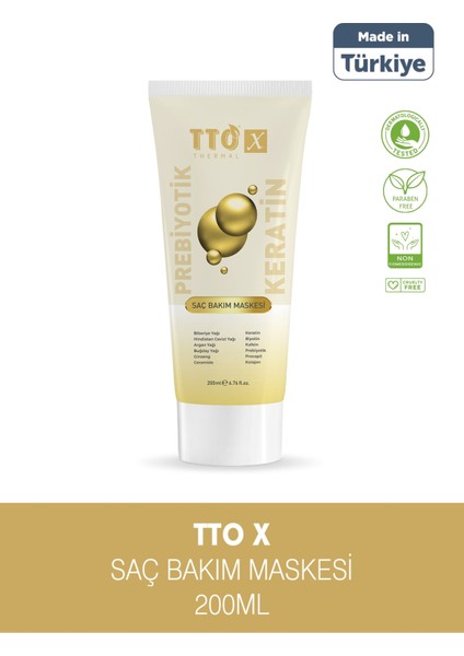X Prebiyotik Saç Bakım Maskesi Biberiye Yağı Keratin Argan Yağı Biyotin