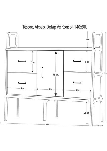 Tesoro Ahşap, Dolap ve Konsol, 140 x 90, Ceviz Renk, CPT4707-140 fırsatları