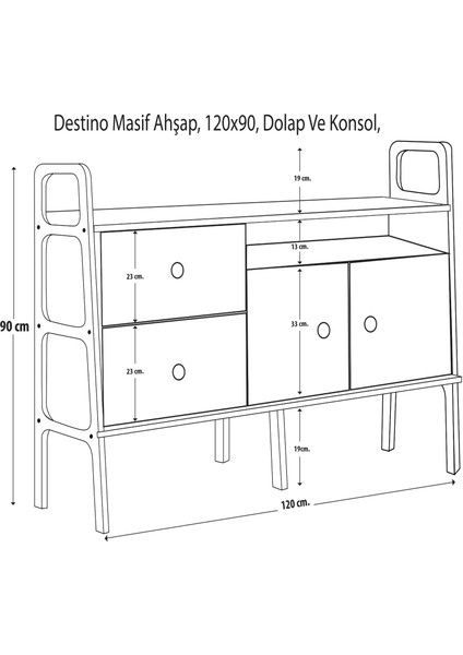 Destino Ahşap, 120 x 90, Dolap ve Konsol, CPT4708-120 indirimleri