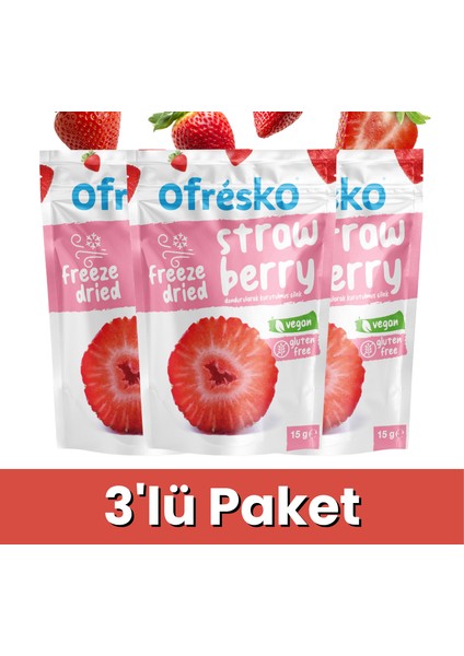 Kuru Meyve Cipsi Çilek 3'lü Paket - Katkısız & İlave Şekersiz - Dondurularak Kurutulmuş Sağlıklı Atıştırmalık