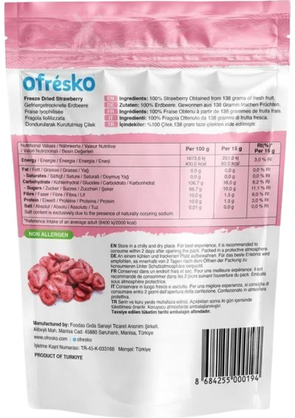 Kuru Meyve Cipsi Çilek 3'lü Paket - Katkısız & İlave Şekersiz - Dondurularak Kurutulmuş Sağlıklı Atıştırmalık