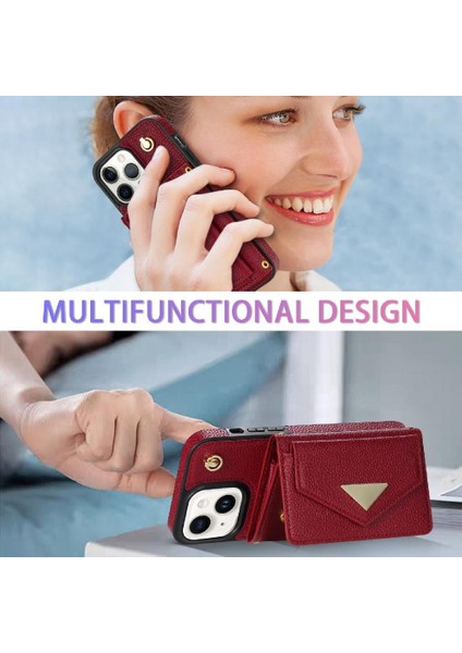 IPhone 14 Plus Akordeon Kart Durumda Flip Cüzdan Kılıf Kapak ile Uyumlu (Yurt Dışından) modelleri