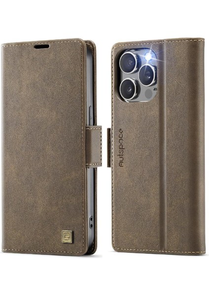 IPhone 15 Pro Flip Case Clsssic Tarzı Rfid Engelleme Ince ile Uyumlu (Yurt Dışından)