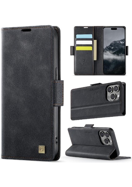 IPhone 15 Pro Flip Case Clsssic Tarzı Rfid Engelleme Ince ile Uyumlu (Yurt Dışından)