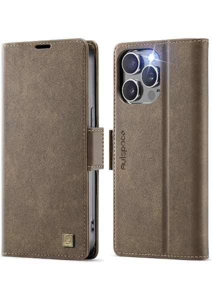 IPhone 14 Pro Flip Case Cüzdan Durumda Ince Rfid Engelleme ile Uyumlu (Yurt Dışından)