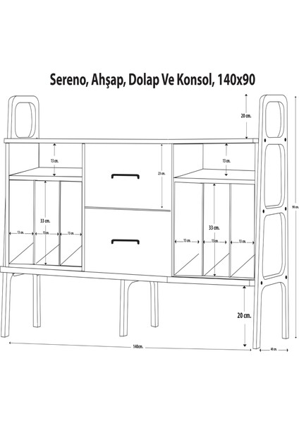 Sereno Ahşap, Dolap ve Konsol, 140 x 90, Natural Renk, CPT4712-140