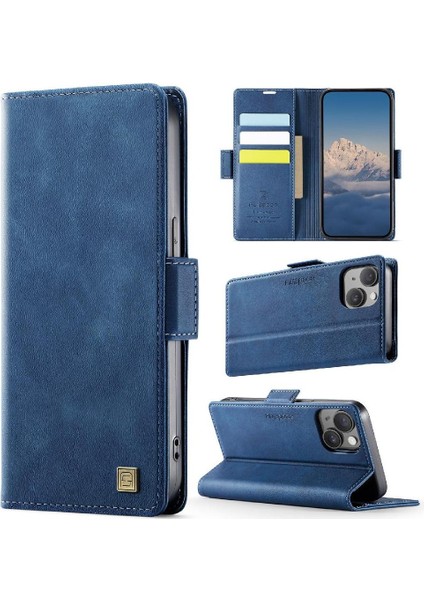 IPhone 15 Flip Case Rfid Engelleme Clsssic Tarzı Kart Durumda ile Uyumlu (Yurt Dışından)