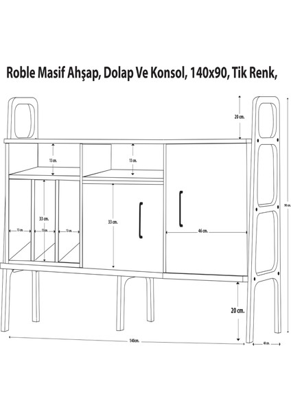 Roble Ahşap, Dolap ve Konsol, 140 x 90, Tik Renk, CPT4716-140 indirimleri