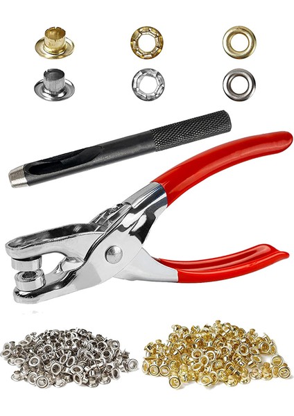 500 Adet 1/4 Inç Grommet Alet Takımı, Deri Delgeç Pense (Yurt Dışından)