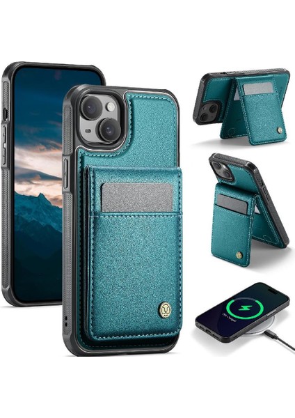 IPhone 15 Artı Durumda Rfıd Standı Kart Yuvası Kablosuz Şarj ile Uyumlu (Yurt Dışından)