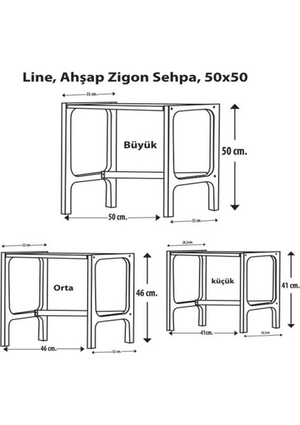 Line Ahşap Zigon Sehpa 50X50 CPT4740-50
