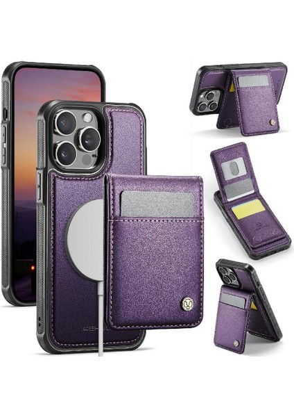 IPhone 14 Pro Kılıf Kablosuz Şarj Rfıd Kart Yuvası Standı ile Uyumlu (Yurt Dışından)