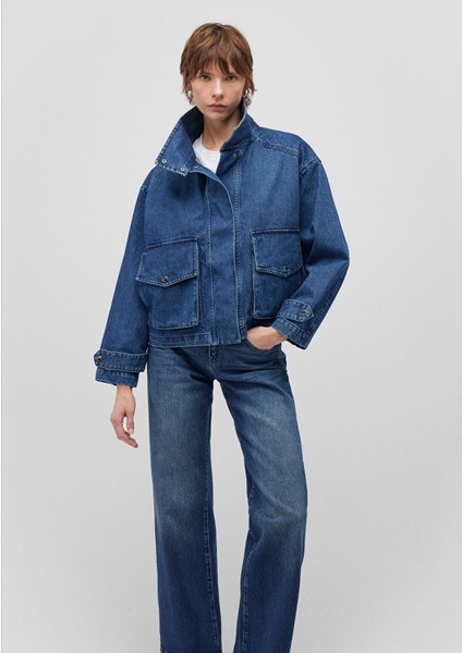 Dik Yaka Denim Ceket 1110567-70807 fiyatları
