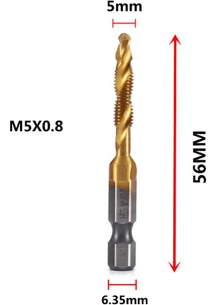 M5X0.8MM Altıgen Şaftlı Titanyum Kaplamalı Vida Dişi Metrik Kılavuz Matkap Uçları (Yurt Dışından) indirimleri