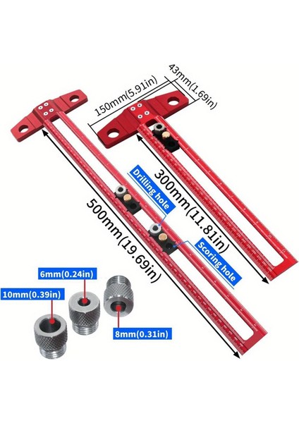 Ahşap Işleme 2'si 1 Arada Delme Konumlandırma Puanlama Cetvel Çizici 50CM (Yurt Dışından) modelleri