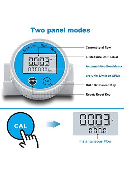 Türbin Akış Ölçer Su Geçirmez Dijital Yakıt Akış Ölçer 2.37-26.41GPM (Yurt Dışından) indirimleri