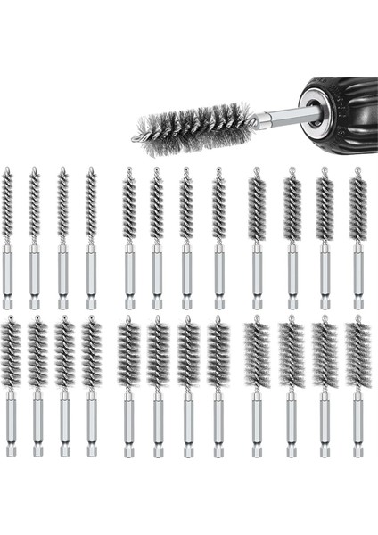 Elektrikli Matkap Için 24 Adet Tel Delme Fırçası Seti, 1/4 Inç Altıgen Şaftlı (Yurt Dışından)