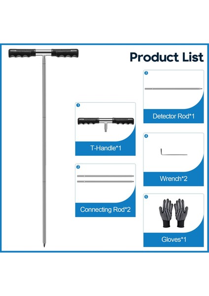 Katı Paslanmaz Çelik Toprak Sondası Çubuğu, Ayarlanabilir 17-32-48 Inç (Yurt Dışından) fiyatları