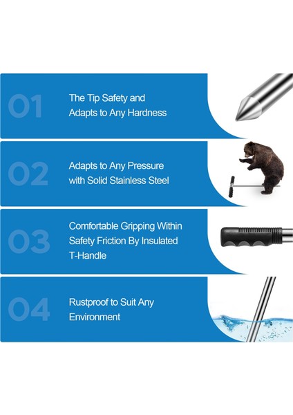 Katı Paslanmaz Çelik Toprak Sondası Çubuğu, Ayarlanabilir 17-32-48 Inç (Yurt Dışından) modelleri
