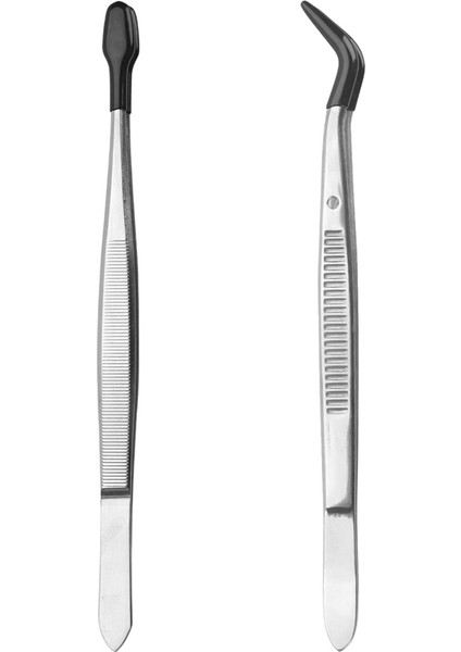 2 Adet Kauçuk Uçlu Cımbız, Cımbız Düz Düz ve Kavisli Uç (Yurt Dışından)