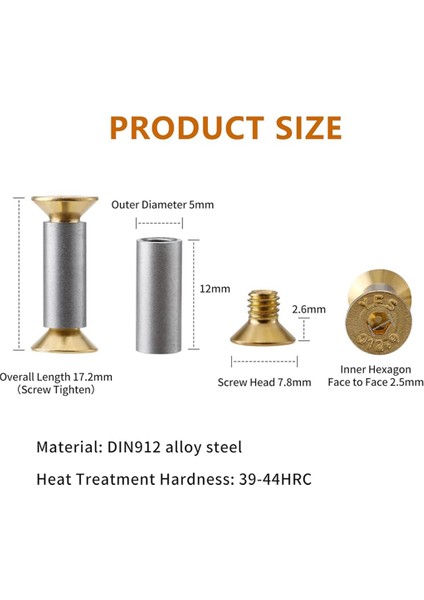 10 Paket Bıçak Sapı Vidaları Perçinler Cıvatalar Bağlantı Elemanları (Yurt Dışından) fiyatları