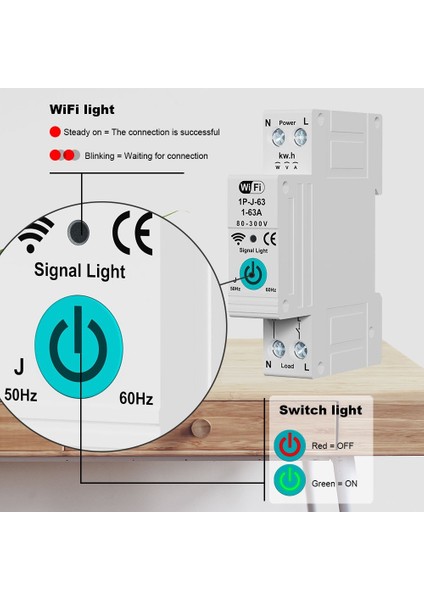 Wifi Devre Kesici AC220V 63A Ampermetre Enerji Uzaktan Mobil Kontrol (Yurt Dışından)