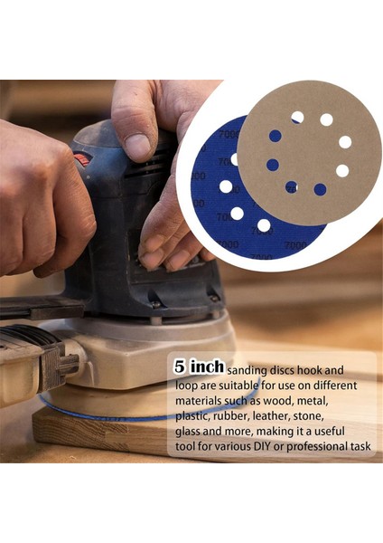 200 Adet Zımpara Kağıdı 5 Inç 8 Delikli Kanca ve Islak Kuru Zımpara Diski Cilalama Için (Yurt Dışından) fırsatları